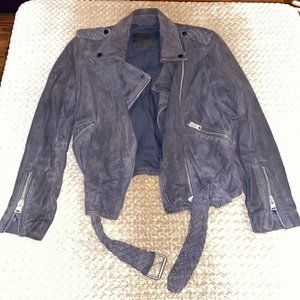 EEUC All Saints Wyatt Braided Suede Leather Jacket - Size UK8/US4
